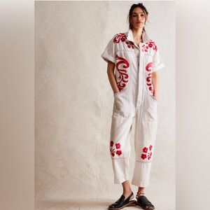 FREE PEOPLE We The Free Glory Days Distressed Jumpsuit  coverall Ride The Wind
